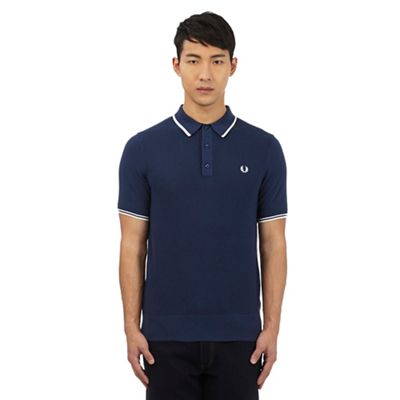 Fred Perry Navy blue knitted polo shirt